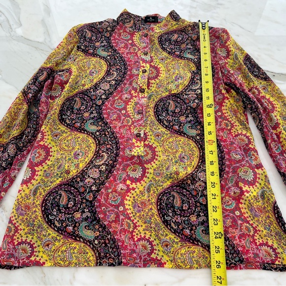ETRO BLACK RED YELLOW MULTI SILK TOP SIZE IT 46 / US 12 NWOTS! - Picture 15 of 17